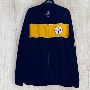 NFL Pittsburgh Steelers Full Zip Black Gold Embroidery Logo Track Jacket Mens XL